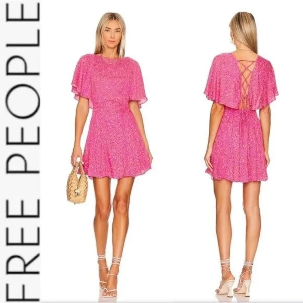 NWT Free People Florence Mini Dress in Femme Combo Pink XL - Picture 1 of 8